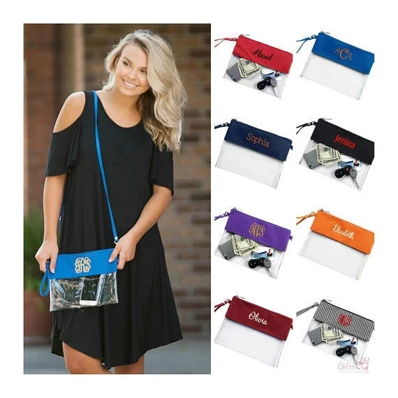 

Monogrammed Clear Stadium Bag 100pcs/lot Clear Tote Football Bag Concert Clear Pouch Wholesale