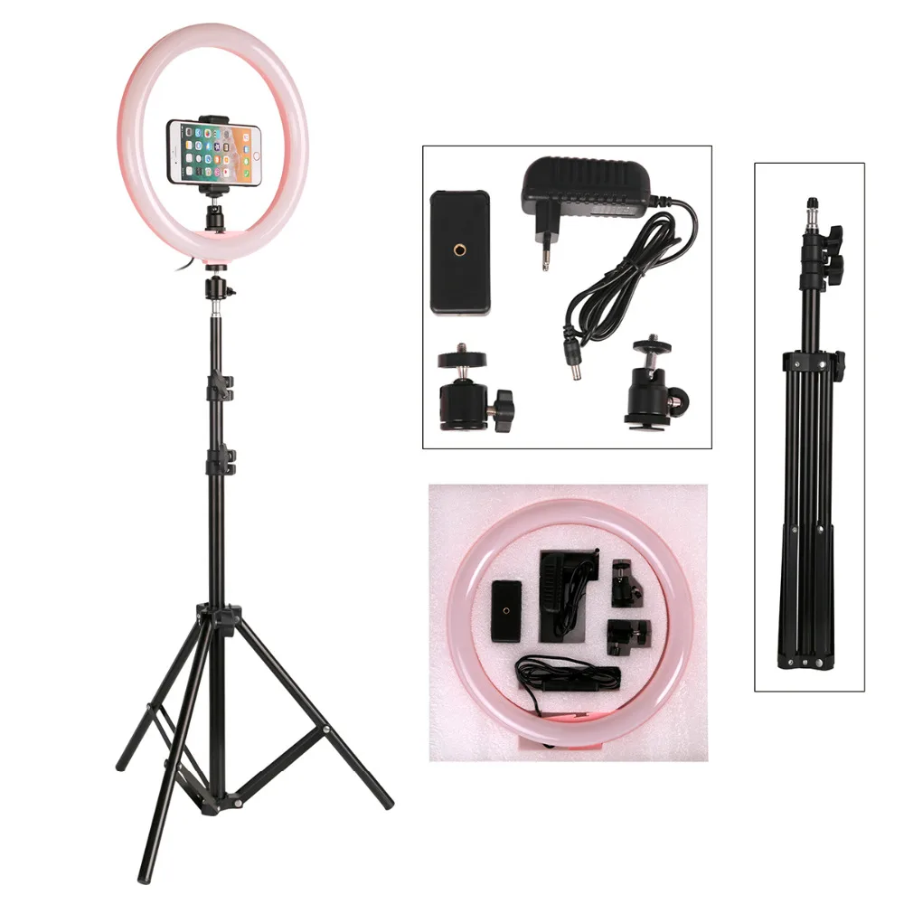 

Photo LED Selfie Ring Fill Light 12inch 24W Dimmable Camera Phone Ring Lamp With 160CM Stand Tripod For Makeup Video Live Studio