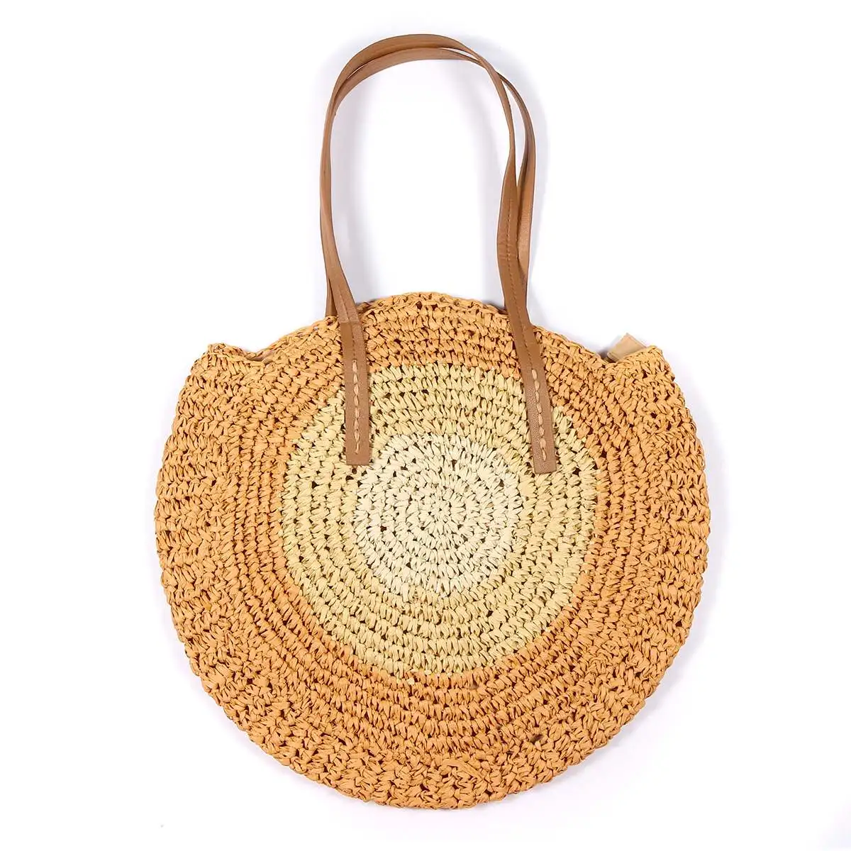 

Round Straw Beach Bag for Women Vintage Rattan Bags Handbag Handmade Woven Lady Crossbody Summer Casual Shoulder Bags