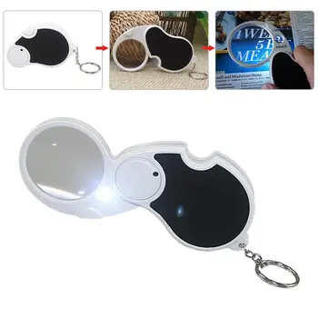 

4X Portable Folding Magnifier Reading Illuminated Magnifier Glass Jewelry Coins Stamps Antiques Magnifying with LED light
