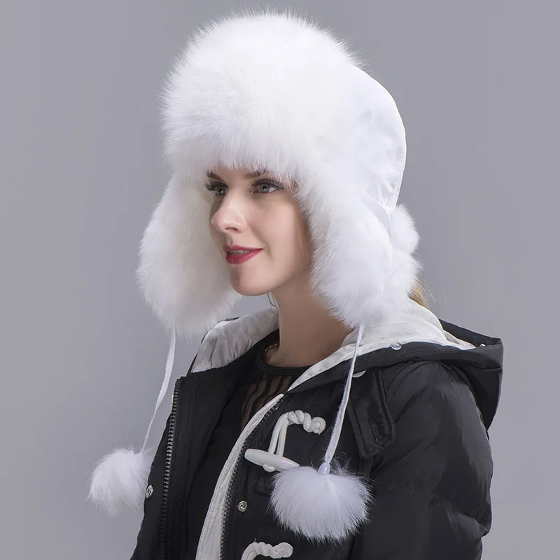 fox fur hat woman white 3