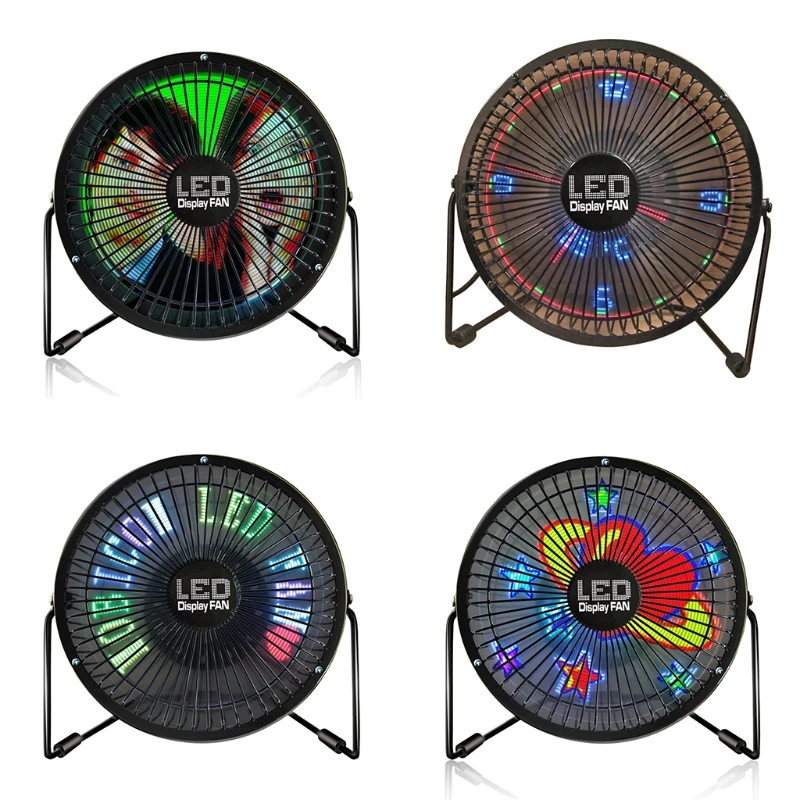 

USB Fan Bluetooth APP Texts Clock Temperature Pictures Full Color LED Display Fan USB Gadgets