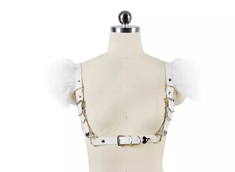 white upper Лолита косплей костюм сексуальный Harajuku кожа Эластичный подвязки ремни шифон сетки талии подвязки жгут для платья костюм - Цвет: white upper