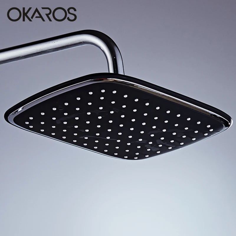 Ультратонкая Большая насадка для душа OKAROS из черного АБС пластика + ванной