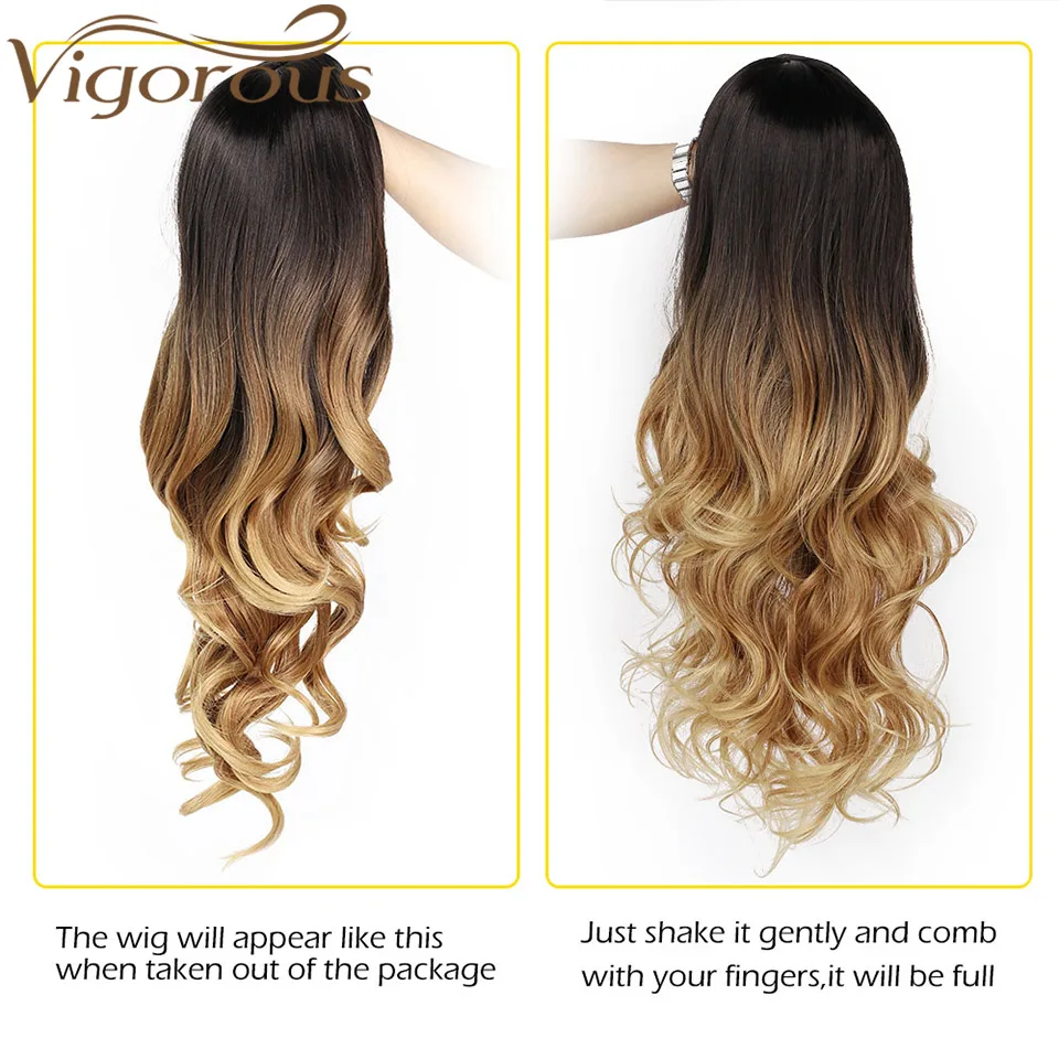 Peluca de fiesta de Cosplay para Mujeres Negras/blancas de pelo sintético de parte de pelo Natural peluca ondulada marrón larga