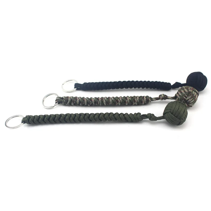 

CHIZIYO Stainless Steel Ball Pendant Parachute Cord Car Key Chain Outdoor Self-defense Field Emergency Survival Kit Key Rings