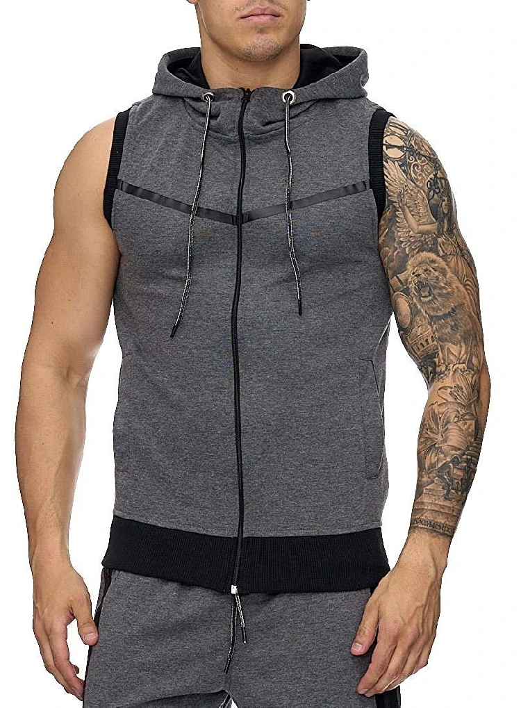 

2019 New Summer Hot Models Men's Sleeveless Hoodies Spring -Eu/Us Size -Light gray,Dark gray,Navy blue,Wine red,Black