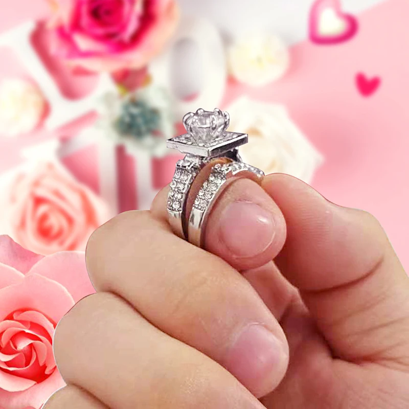 Серебряное кольцо элегантный Циркон ювелирные изделия обручальное кольцо набор для женщин