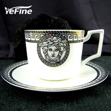 YeFine Moda de China de Hueso Tazas Y Platillos de Café Té Negro Accesorios de Cocina de Alta Calidad de la Taza de Cerámica Con La Bandeja Continer