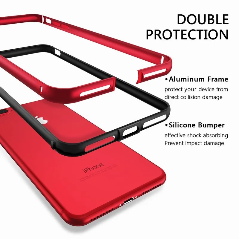 Ascromy For iPhone 8 Case Aluminum TPU Silicone Hybrid Shockproof Bumper Case for iPhone 7 Plus 8 8Plus 7Plus Metal Frame Coque (4)