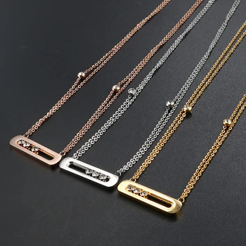

MSX Minimalist Rectangle Zircon Pendant Necklaces Gold Silver Stainless Steel Choker Necklaces Women Wholesale Titanium Jewelry