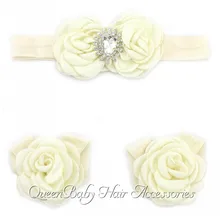 120 компл./лот, костюм для малышей/новорожденных с цветочным рисунком босиком сандалии босоножки ботинки Повязка-бант для ребёнка