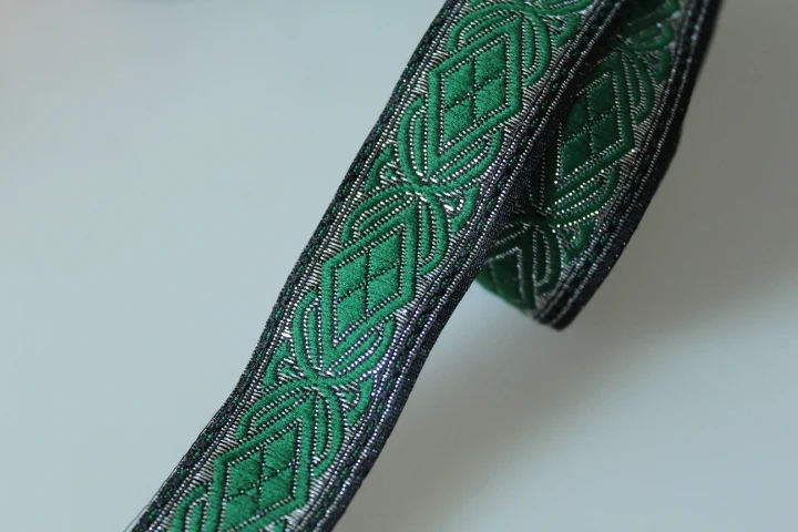 10 ярдов/партия широкая около 2,5 cm Тканные жаккардовая тесьма с геометрическим рисунком для штор и аксессуары для одежды LS-9993 - Цвет: green