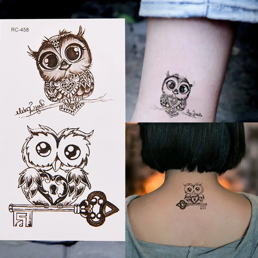 Милый мультфильм сова Водонепроницаемый временные Поддельные Tatto Стикеры татуировки переноса воды 10,5*6 см для детей взрослых#275169