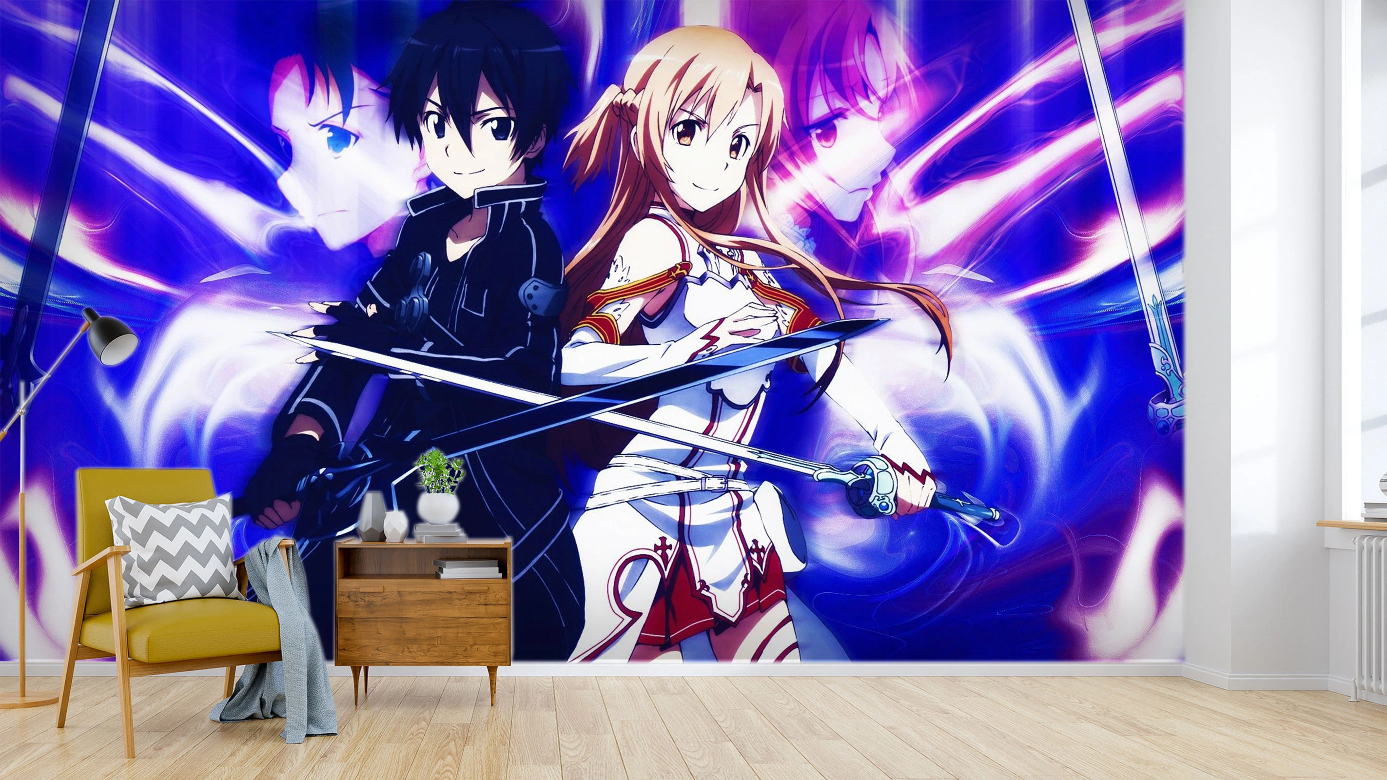 自己粘着 3dソードアートオンライン1945日本アニメ壁紙壁画壁印刷デカール壁の壁画 Wallpapers Aliexpress