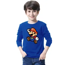 Mario Brothers Mario carino Stampato Delle Ragazze Dei Ragazzi T-Shirt T Shirt Per Bambini 2018 Nuovo A Manica Lunga O Collo Del Cotone Casual top Tee