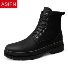 ASIFN/мужские ботинки из натуральной кожи; Зимняя Теплая мужская обувь на меху; Водонепроницаемая уличная зимняя плюшевая обувь на платформе; два стиля