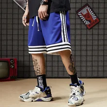 Летние хип-хоп мужские полосатые повседневные свободные шорты