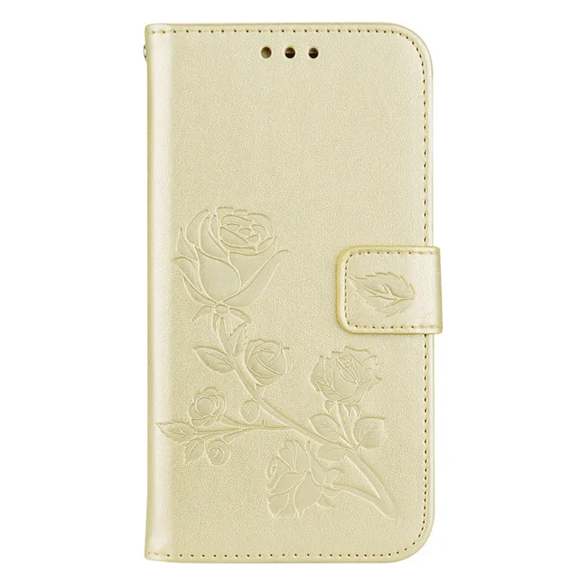 Роскошный кожаный чехол с объемным цветком для Apple iPhone 11 Pro XS Max XR X, откидной Чехол-бумажник для iPhone 8, 7, 6S Plus, x, 10, 5, SE, Funda Capa - Цвет: Gold