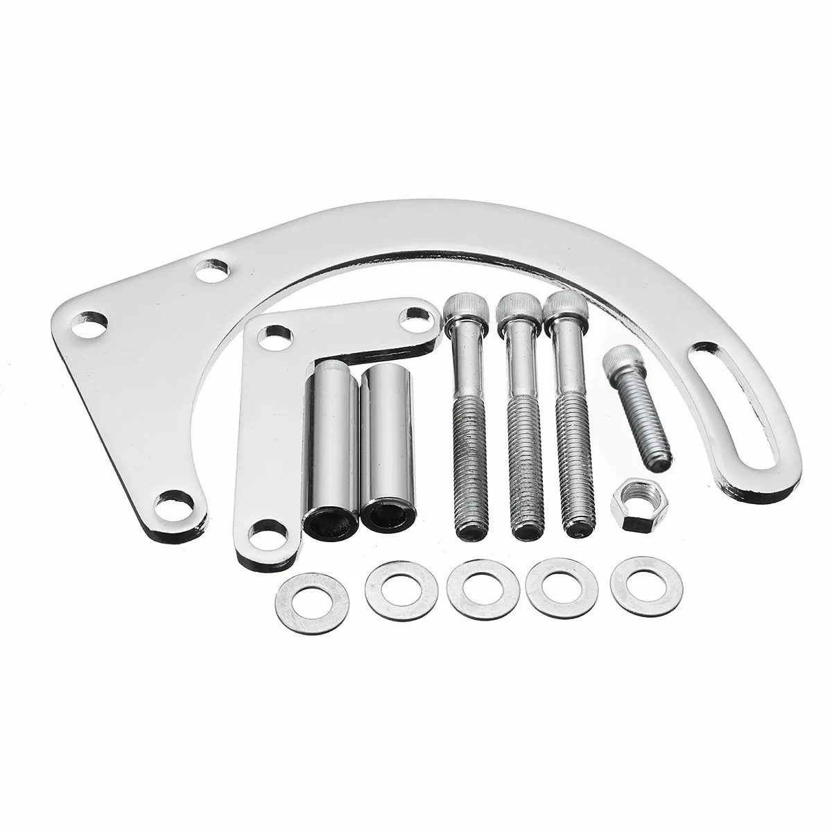 Chrome Low Mount Alternator Bracket For SBC Chevy 350 Short or Electric