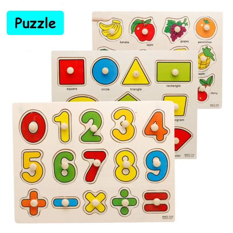 

Kid Early educational toys baby hand grasp wooden puzzle toy alphabet and digit learning education child wood jigsaw toy