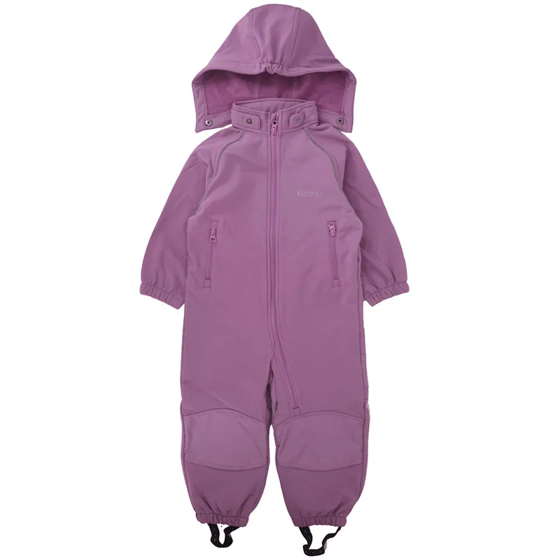 Soft shell baby jumpsuit boy girl jumpsuit with foot belt jumpsuit to keep warm - Цвет: Лаванда