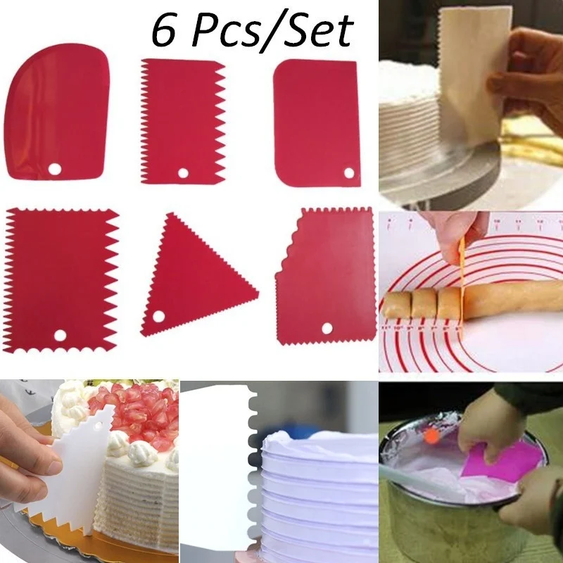 

6 Pcs/set Plastic Cake Scraper Dough Pastry Cutter Spatulas Home Kitchen DIY Baking Decorating Tools Kit Bakeware