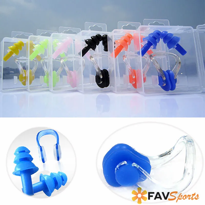 FAVSPORTS 3Pcs Nose/Ear Clips Waterproof Soft Silicone Swimming Ear Plugs Noise Clip Set Water Sports Swimming Pool Accessories