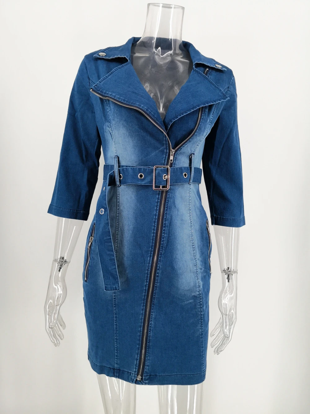 Skup Seksowna wiosna jesień sukienka jeansowa kobiety marka wysoka elastyczność przylegająca elegancka sukienki kowboj vintage przycisk Midi obcisła sukienka Vestido