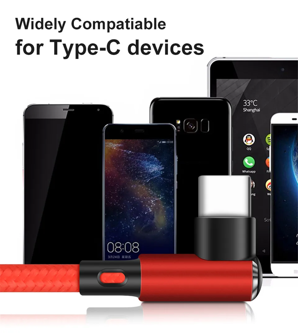 Coolreall USB TYPE C кабель 90 градусов быстрая зарядка usb c кабель для Xiaomi A2 huawei samsung S10 S9 S8 кабель для передачи данных