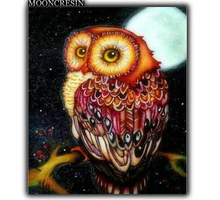 5D Diy Diamond Painting Cross Stitch Owl On The Night Branch Needlework 3D Diamond Embroidery Full Round Mosaic Decoration Resin