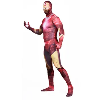 

Movie Iron Man 3 tony stark Cosplay Costume Tony Stark Lycra Adult Spandex Zentai Suits Zip ironman costume