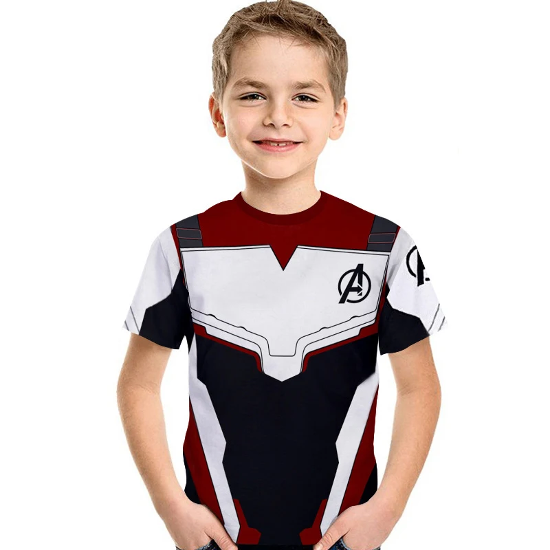 Kids Avengers Endgame Cosplay Costume Quantum Realm Avengers Infinity Superhero Top Cotton T-Shirt for Boys Girls Short Sleeves