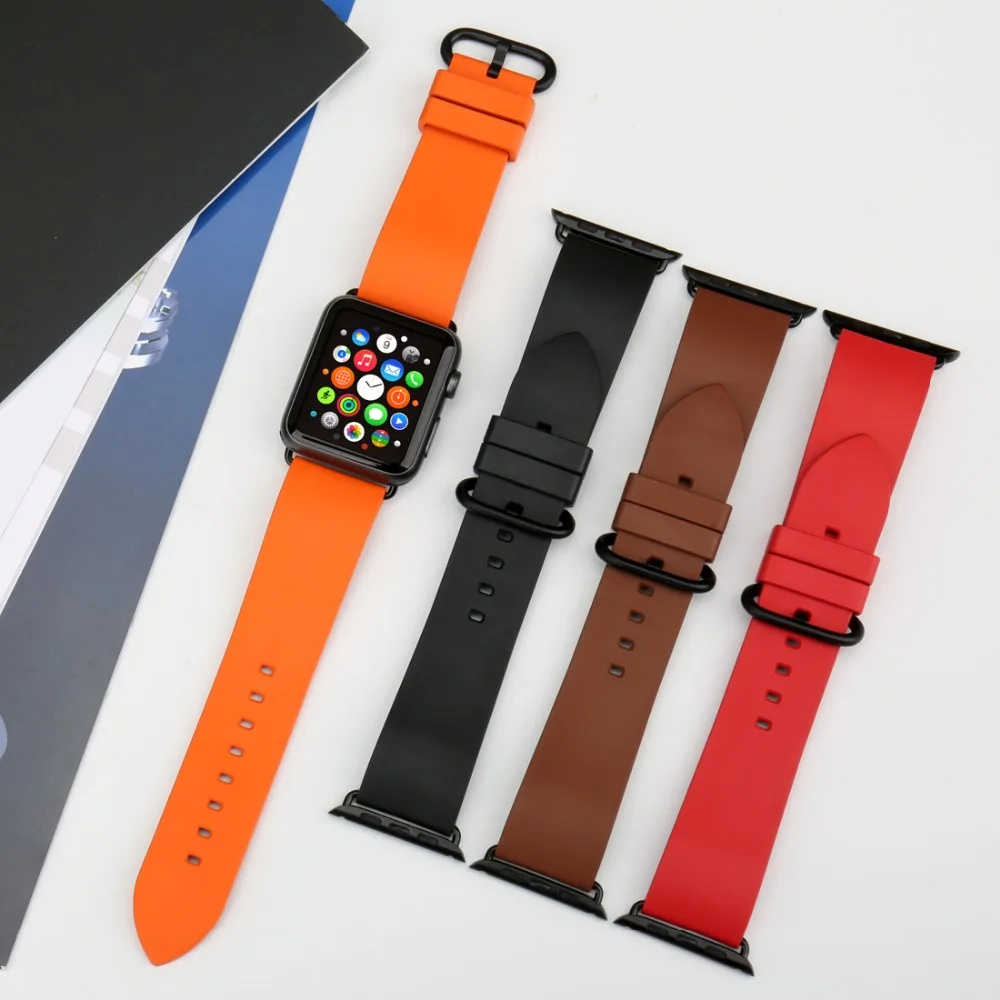 Ремешок сменный резиновый для Apple Watch Band 44 мм 40 Series SE 6 5 4 3 2 iWatch 42 38 мм|Ремешки часов|