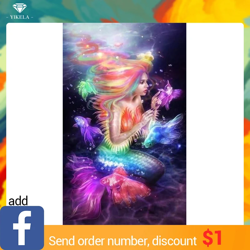 

Full Square DIY 5D Diamond Mermaid Picture Of Rhinestone 3D Mosaic Cartoon Wall Stickers Diamond Embroidery Home Decor Gifts