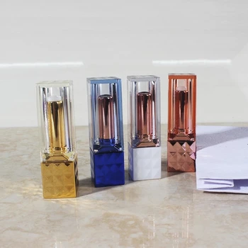 

12.1 Square Rose Gold Empty Cosmetic Lip Gloss Tube, Beauty Silver Lipstick Refillable Bottle, Blue Lip Oil Container 50pcs/lot
