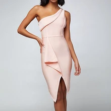 Seamyla элегантные облегающие платье для женщин розовый одно плечо знаменитости платье vestidos клубное мини пикантные Bodycon платья для