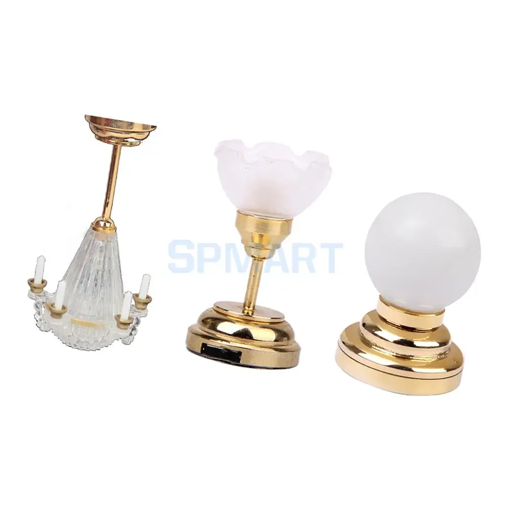 3Pcs/Pack 1:12 Scale Dollhouse Minature Light LED Lamp Model Dolls House Furniture Decoration Model Toy