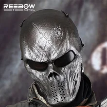 REEBOW Тактическая Военная пейнтбольная маска для улицы Серебряный Железный Стиль Полное Лицо страйкбол маски на Хэллоуин