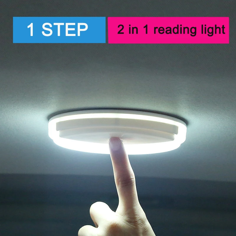 

Dual Color Car Interior Reading Light Highly Bright LED Touch Type Night Light White with Blue Automobile Reading Lights For ALL
