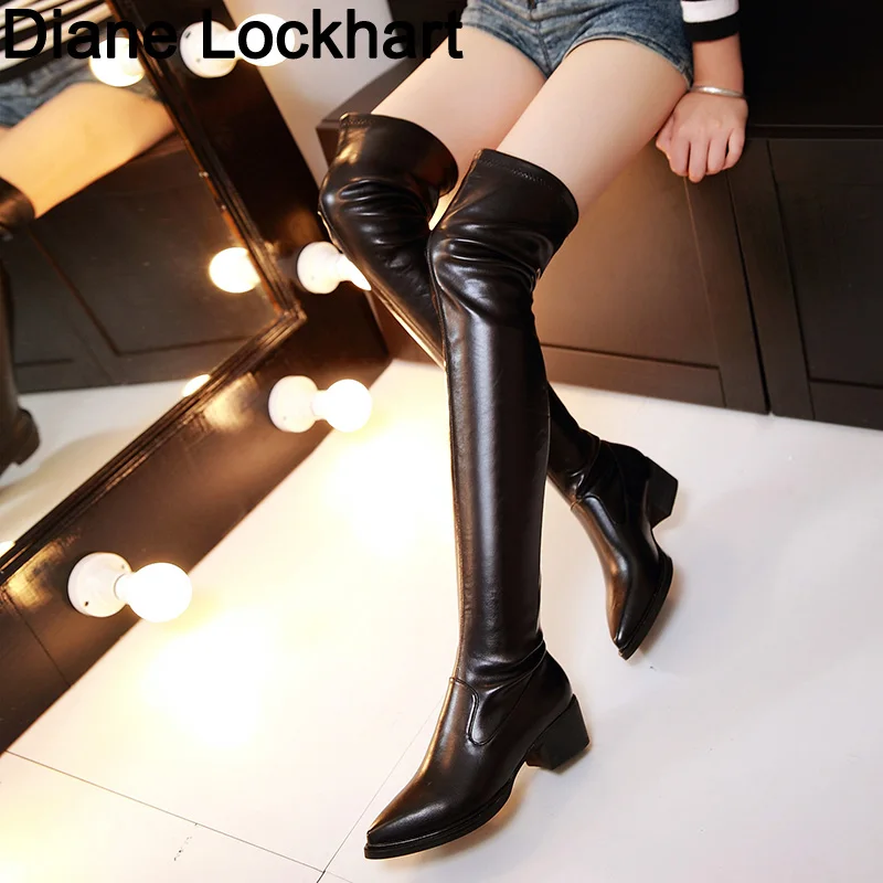 

Autumn Winter lady Thigh High Boots 2019 New Shoes Women Boots Black Over the Knee Boots Sexy Female botas mujer zapatillas 39