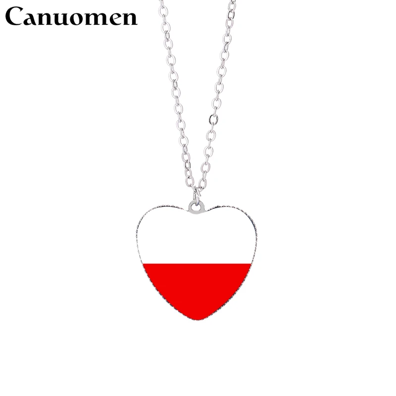 Canuomen Norway кулон в форме флага ожерелья 25 мм сердце стекло кабошон Польша словенские флаги Этнические женские очаровательные подарочные украшения ручной работы