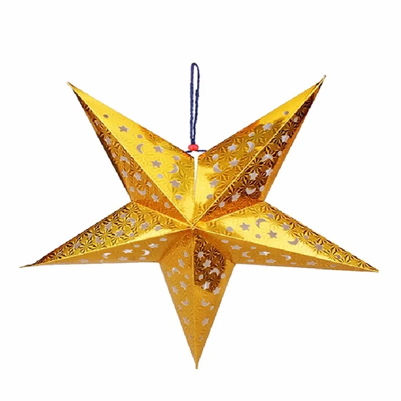 Красочные 30 см Рождественская елка Лазерная пятиконечная звезда подвесная Декор потолочные украшения Рождественские украшения год Бумага звезда