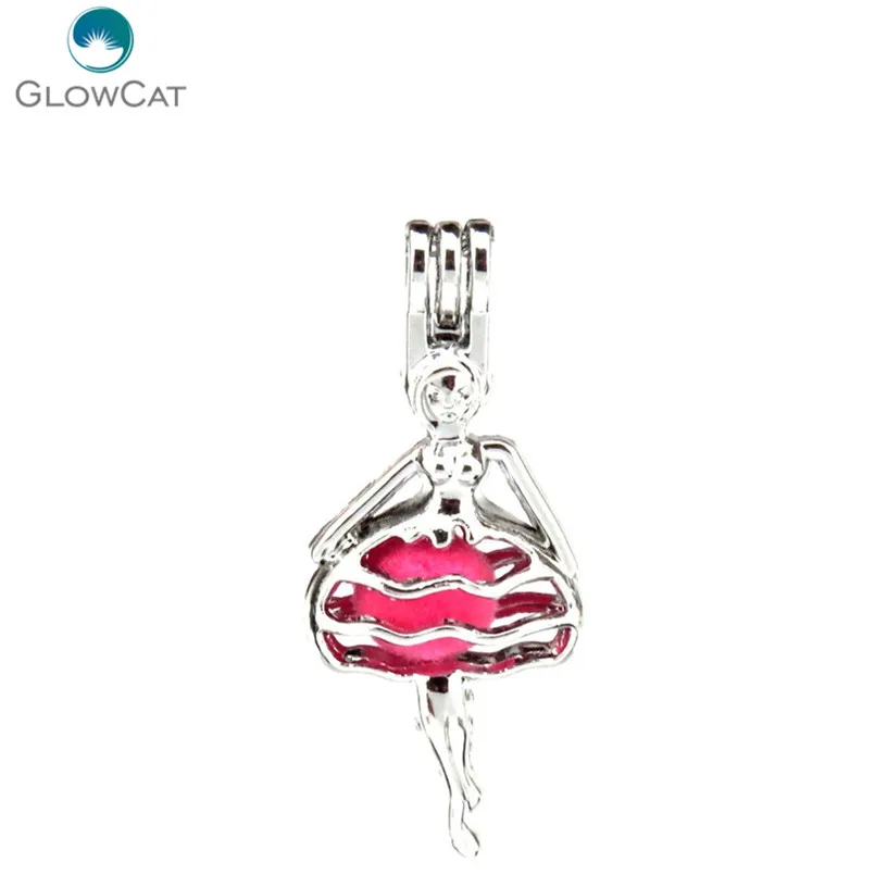 

K541 5pcs/lot Silver Alloy 42mm Ballerina girl Beads Cage Pendant Locket Fairytale Party Essential Oil Diffuser