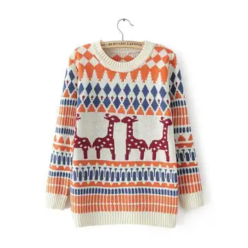 

Hot Lady Jumper Sweater Pullover Tops Coat Christmas Winter Womens Ladies Girls Warm Brief Sweaters Clothing Christmas elk deer