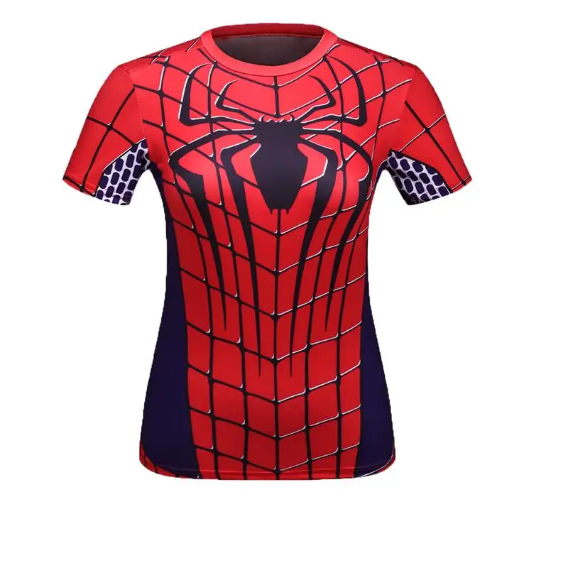 

codylundin Women T-shirt costume superman/batman T Shirt Short sleeve Girl Fitness Tights Compression tshirts
