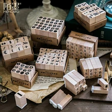 1set Vintage básicos carácter numérico sello DIY de madera de goma sellos para álbum de recortes y scrapbooking estándar sello