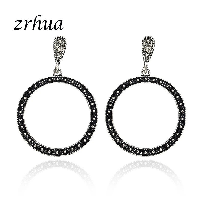ZRHUA 2018 Новое поступление модные панк преувеличенные винтажные Стразы круглые