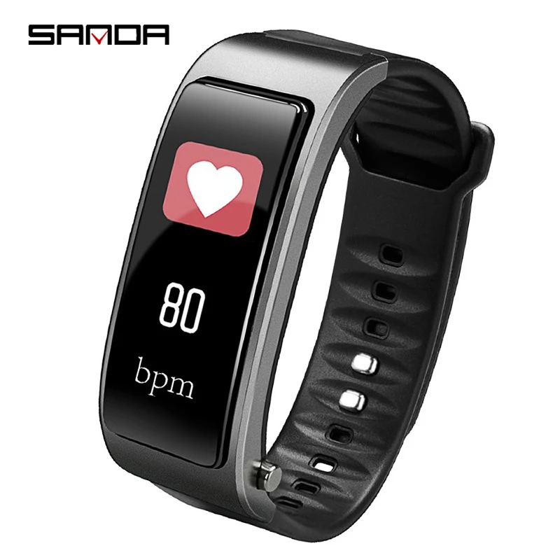 

New Women Sport Waterproof Watch Blood Pressure Heart Rate Monitor Smart Bracelet Earphone 2 in 1 Men Fitness Tracker Pedometer