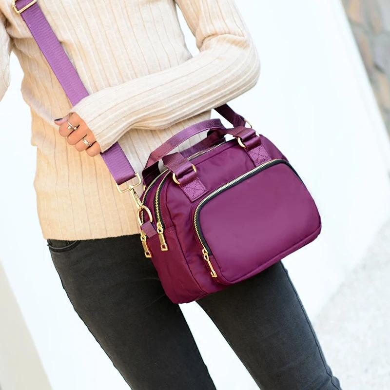 Маленькие сумки через плечо для женщин, сумка через плечо, сумки известного бренда, Женская пляжная нейлоновая одноцветная дорожная сумка-мессенджер с верхней ручкой
